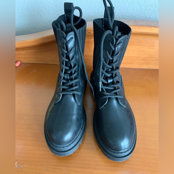 COMBAT STYLE LACE UP BLACK BOOTS SIZE 5.5 - Picture 3 of 7